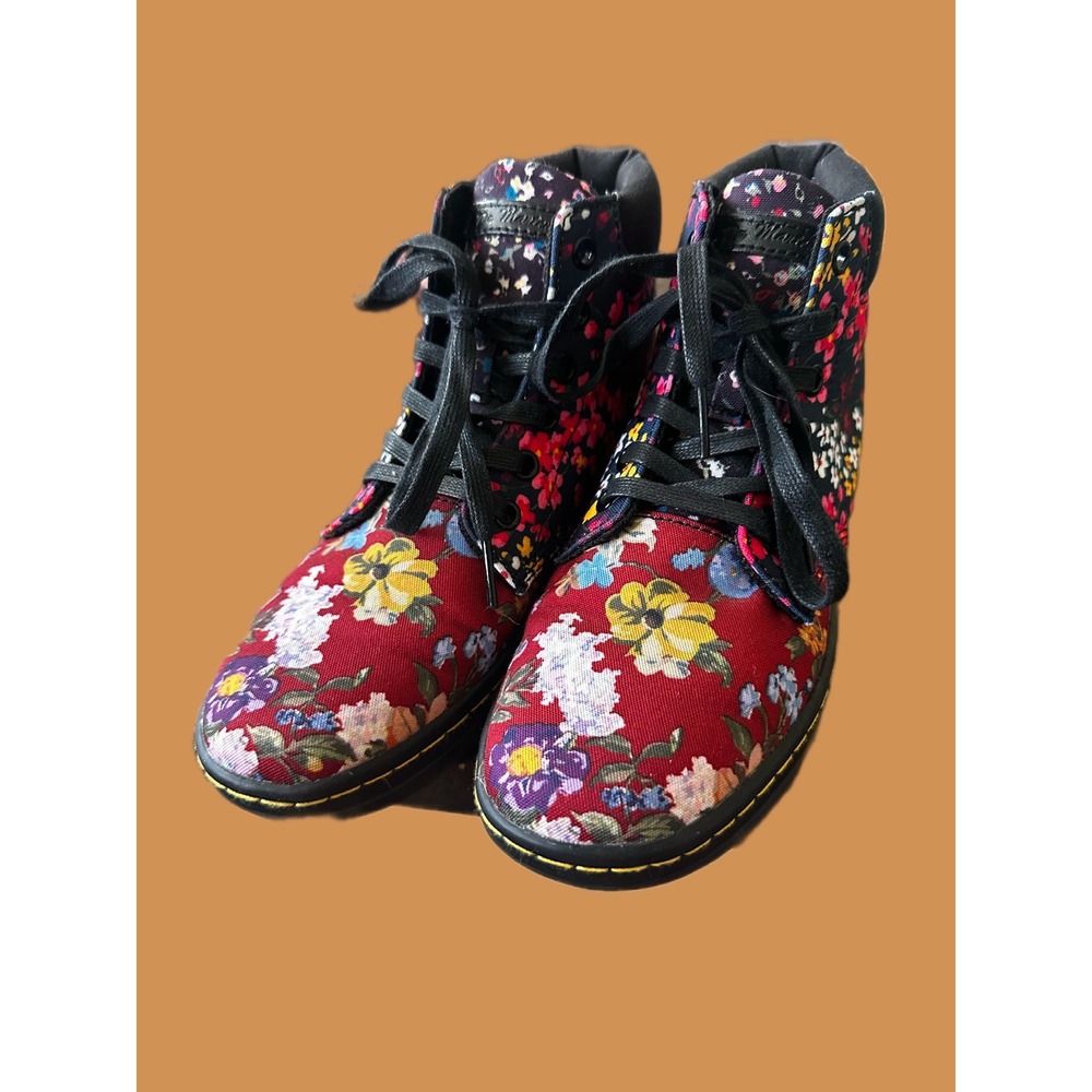Dr‎ Martens Maelly FC Floral Canvas Lace Up Ankle Boots Womens 6 Multi AW004
